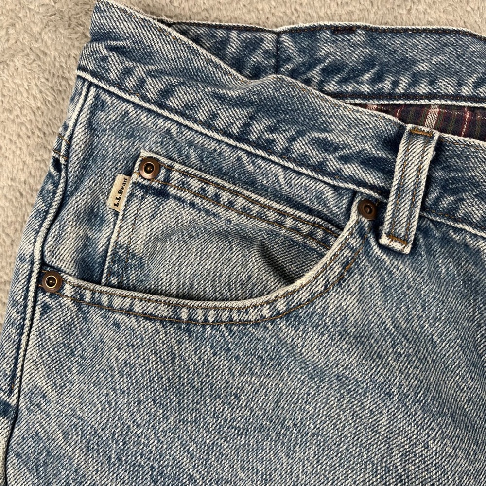 Vintage LL Bean Double L Classic Fit Flannel Lined Blue Jeans Men Sz 34x28 - Picture 8 of 12